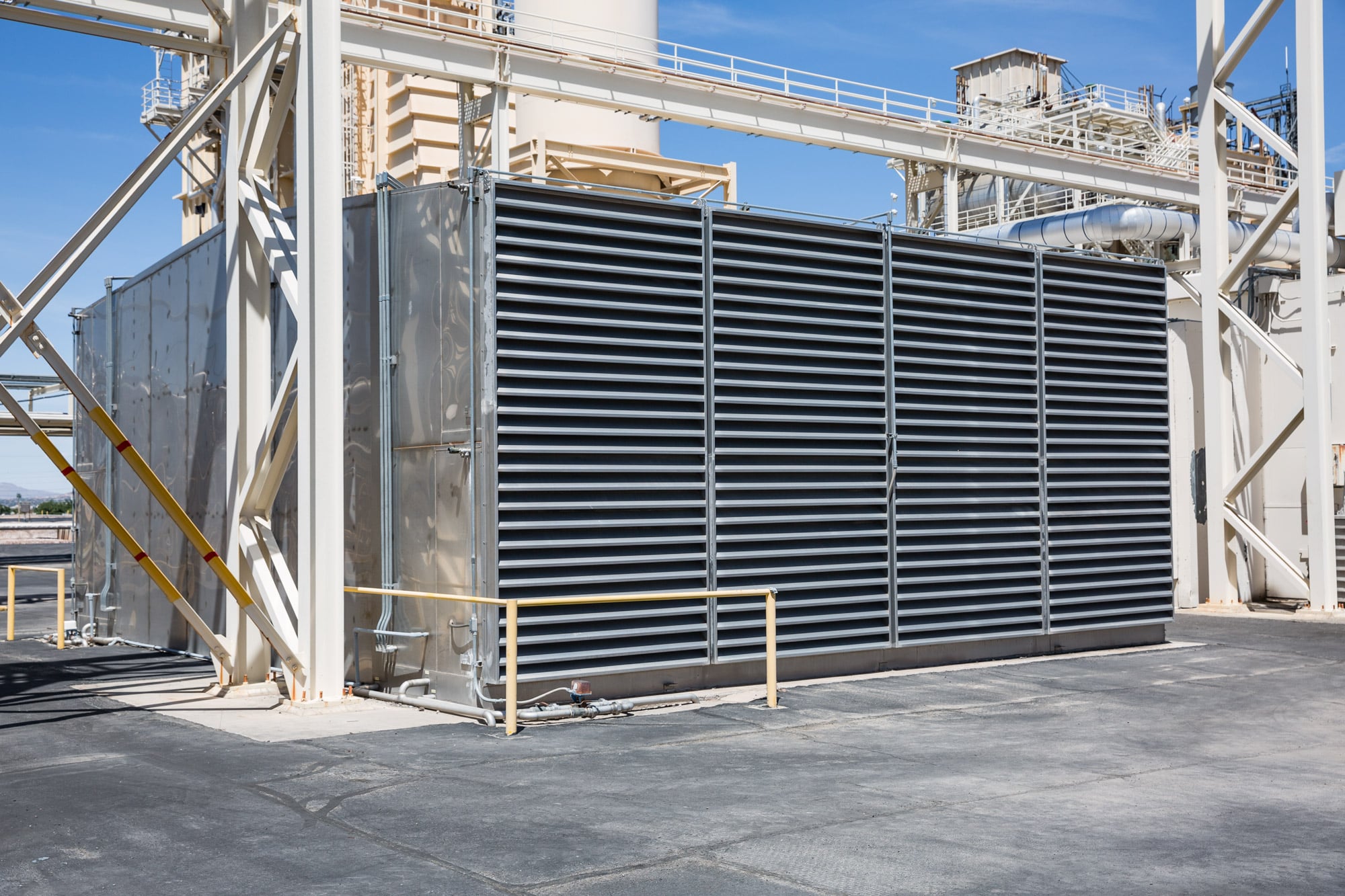 evaporative cooling hvac system on roof of warehouse