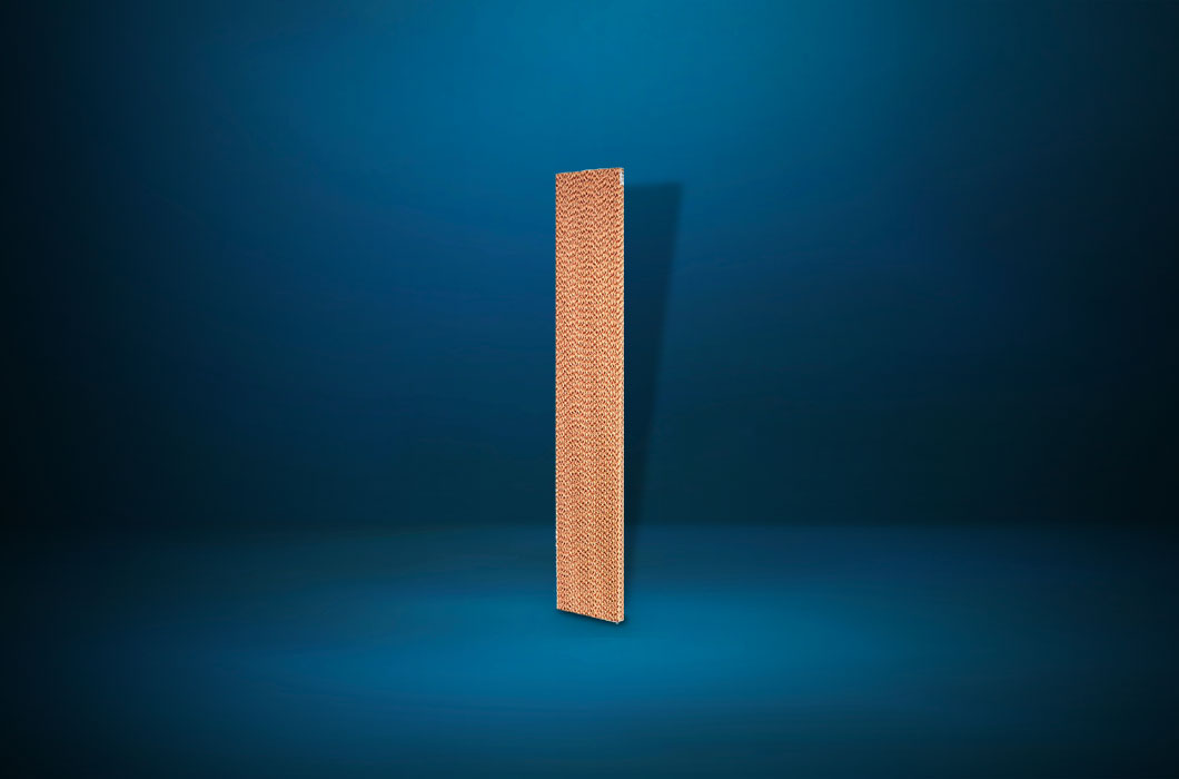 an image of a kuul firepro de evaporative cooling media standing upright with a blue backdrop