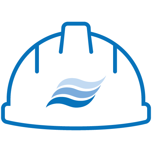 An icon of a helmet with the Condair Evaporative Technologies logo on it.