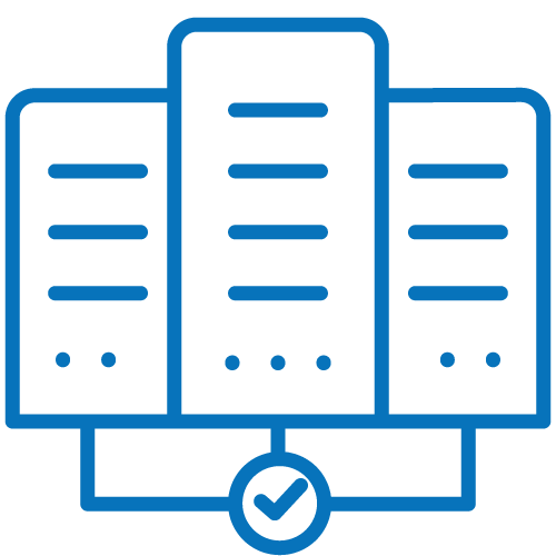 An icon representing servers in a data center working together.
